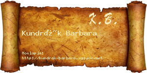 Kundrák Barbara névjegykártya